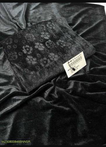 2 PCs women's velvet unstitched printed suit