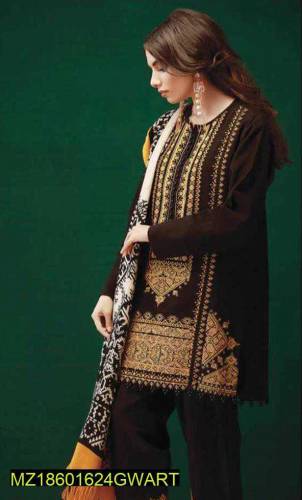 •  Fabric: Khaddar•  Neckline: Embroidered•  Sleeves: Printed•  Trouse