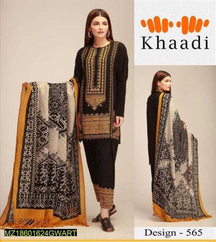 •  Fabric: Khaddar•  Neckline: Embroidered•  Sleeves: Printed•  Trouse