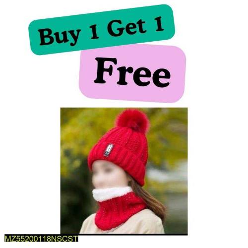 women bunny wool cap &neck 