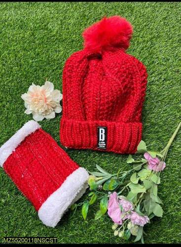 women bunny wool cap &neck 