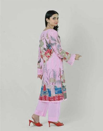 3pcs Bareeq Lawn Printed suit - Baho Pink (03145156658) 