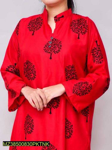 2pcs wamen,s stitched linen printed suit 
