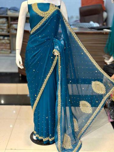 Hand work Chiffon Saree