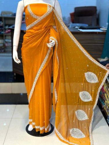 Hand work Chiffon Saree