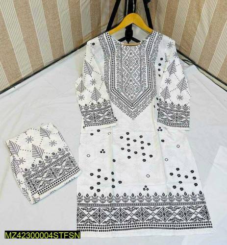 2 pcs women Arabic lawn chunri stitched suit cash on delivery availabl