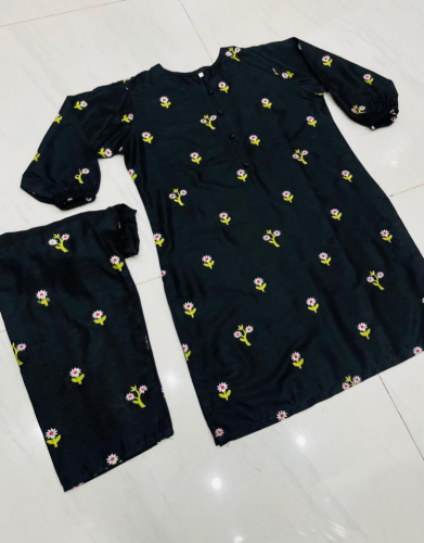 2 pcs women stitched linen embroidery dress delivery free