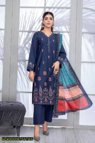 3 pcs Safwa Women Lawn Stitched Suits 