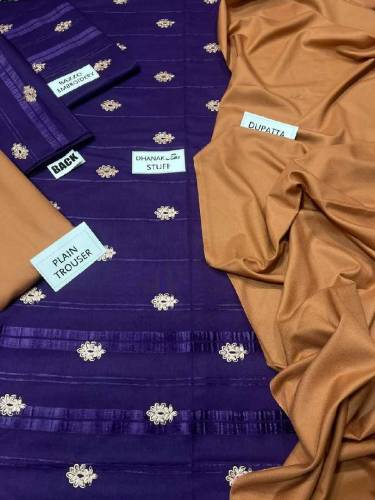 3pcs Dhanak Unstitched Suit