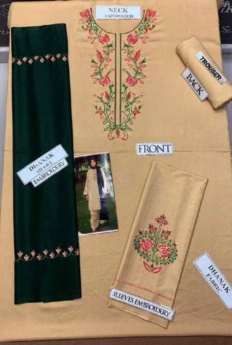 3pcs Dhanak Unstitched Suit