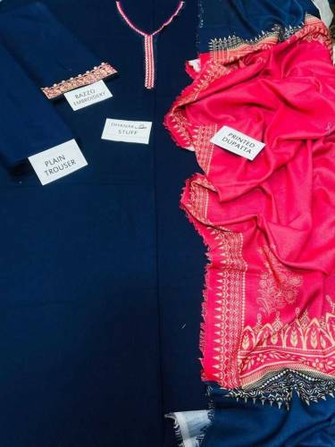 3pcs Dhanak Unstitched Suit