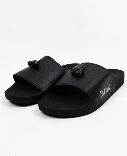 Black camel tassel slide slipper for men black