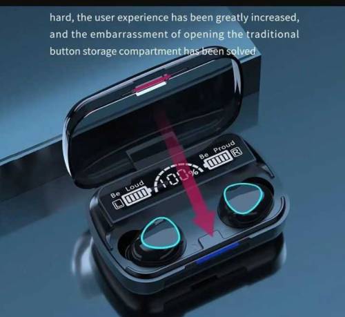 Best Quality M10 Digital Display Case Earbuds In Black