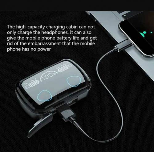 Best Quality M10 Digital Display Case Earbuds In Black