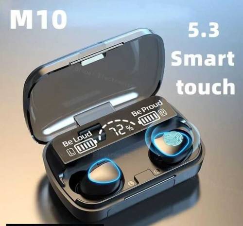 Best Quality M10 Digital Display Case Earbuds In Black