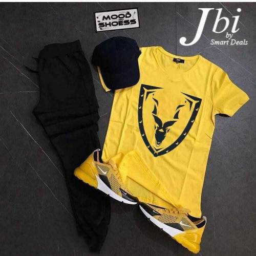 T shirt Trouser 3 pcs men's Stitched smile cotton  