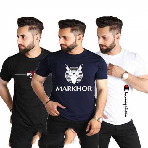 T shirt Trouser 3 pcs men's Stitched smile cotton  