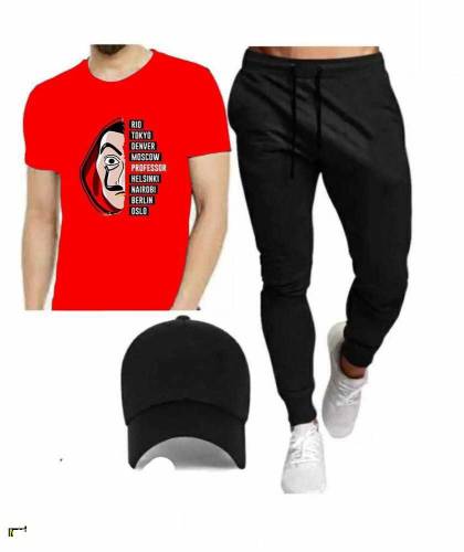 T shirt Trouser 3 pcs men's Stitched smile cotton  