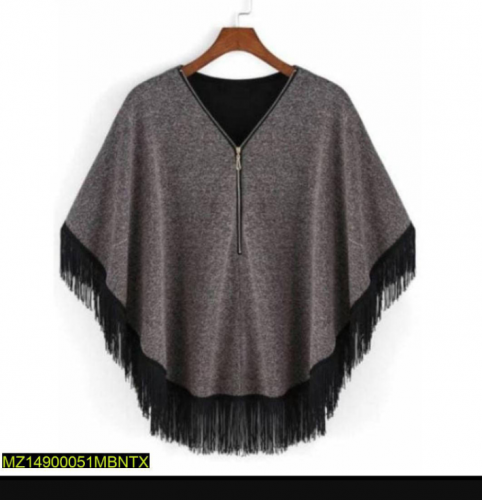 Gray Zipper Poncho Free Delivery 
