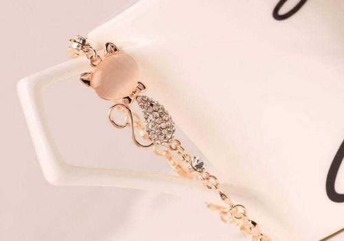1 Pc Alloy Rose Gold Plated Opal Cat Bracelet