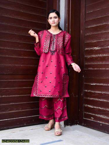 •  Fabric: Linen•  Product Type: Suit•  Pattern: Sequins Embroidered J