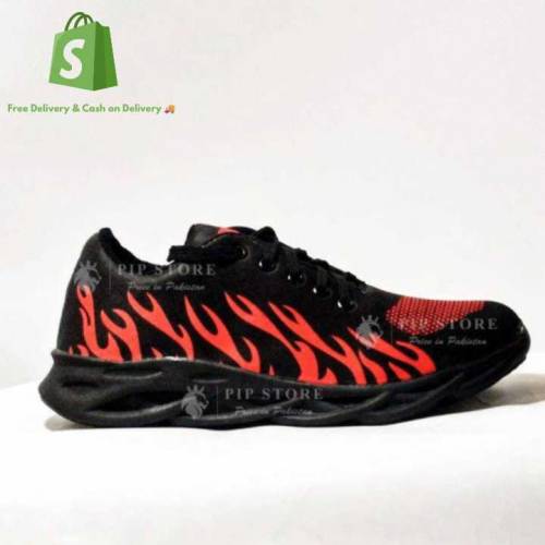 Men's Rubber Comfortable Joggers, Red Fire