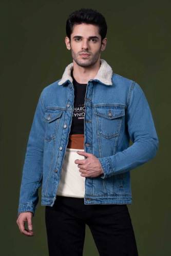 Denim fur jacket 6 pocket