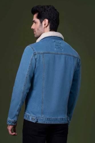 Denim fur jacket 6 pocket