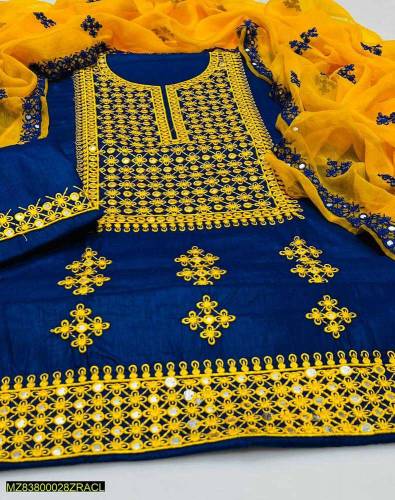 3 Pcs women Unstitched lown Embroidered Suit