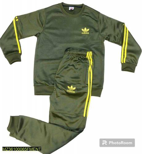 2 Pcs Men's Stitched Fleece Plain Tracksuit