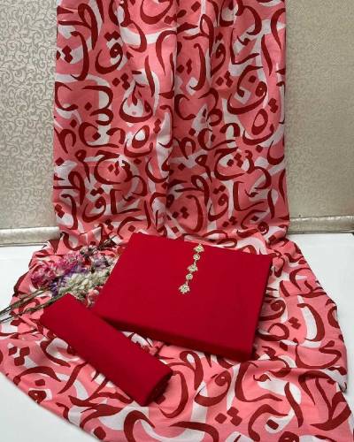 Ladies 3 Pcs (Unstitch)pp