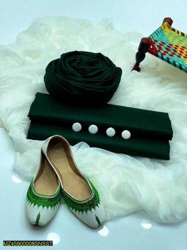 3 Pcs women Unstitched katan Silk plain sute with  khusa