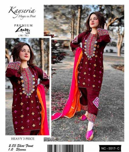 •  Fabric: Lawn•  Shirt Front: Embroidered•  Neckline: Embroidered Pat
