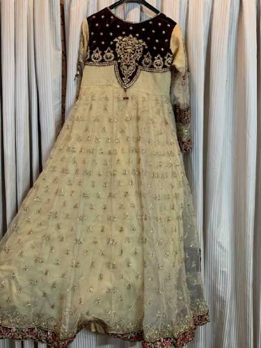 🎀Fully embroidered organza maxi with organza dupatta outfit