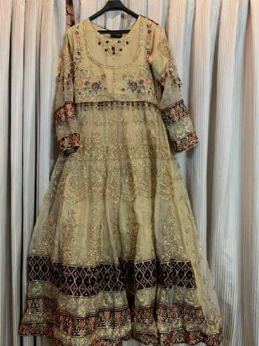 🎀Fully embroidered organza maxi with organza dupatta outfit