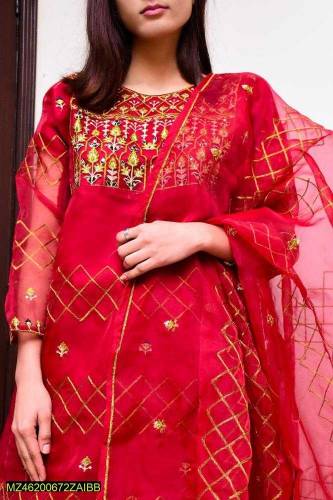 •  Fabric: Organza•  Product Type: Suit•  Pattern: Embroidered•  Trous