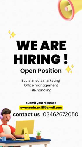 We Are Hiring Male And female staff