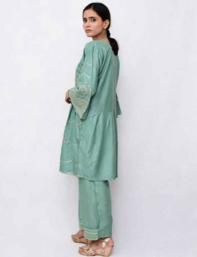 2 PC's women stitched  linen Embroidered suit