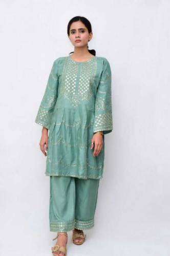2 PC's women stitched  linen Embroidered suit