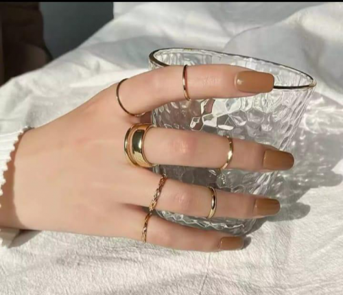 Golden Multiple Rings set,Pack Of 7