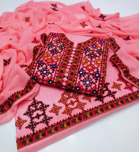🔥New Summer Collection🔥Stuff Lawn Work PhulkariShirt Gala Gall Embroid