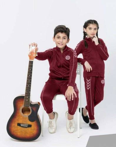 2 pcs kid's Stitched Fleece printed tracksuit 