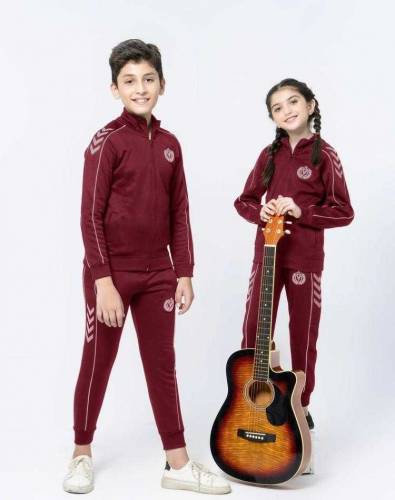 2 pcs kid's Stitched Fleece printed tracksuit 