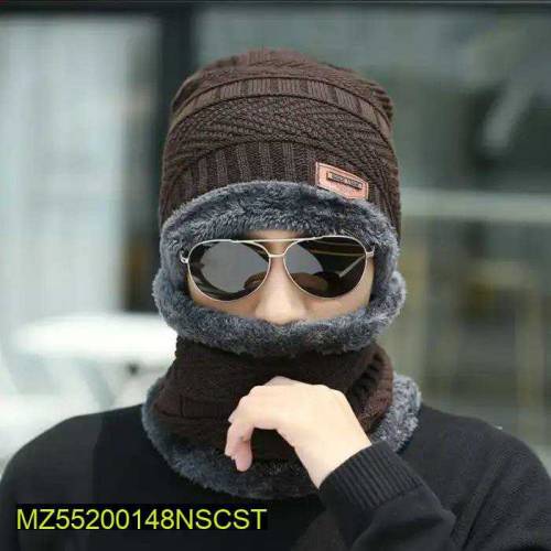 Beanie Wool Cap With Neck Warmer 