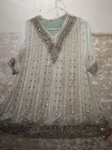 silk shrara and shaiffon kurti frock with full embroidery work