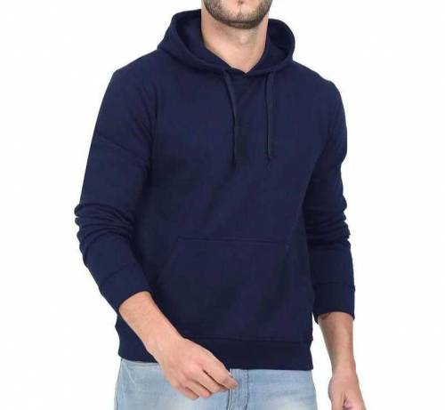 Stiched Fleece Plain Hoodie for Men 