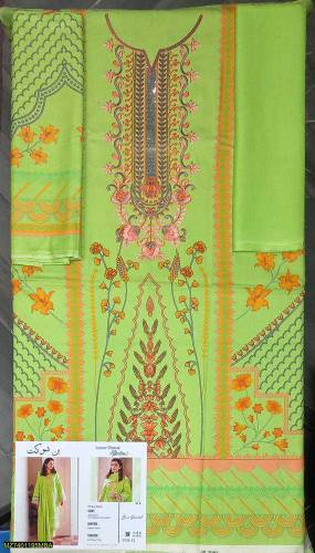 3 PCs woman unstitched dhanak embroidered souit
