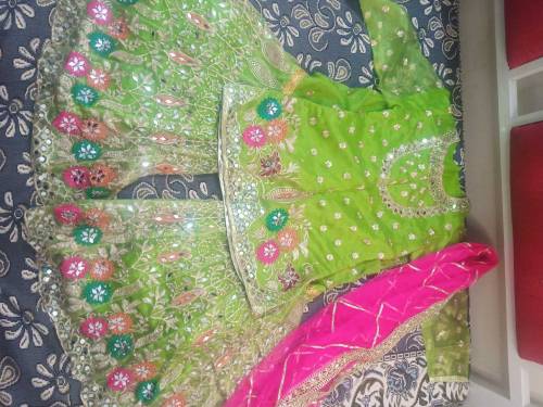 Organza Heavy Embroidered Mehndi Dress