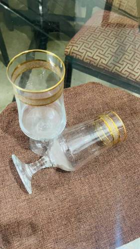 6 Gold plate drinking glasses