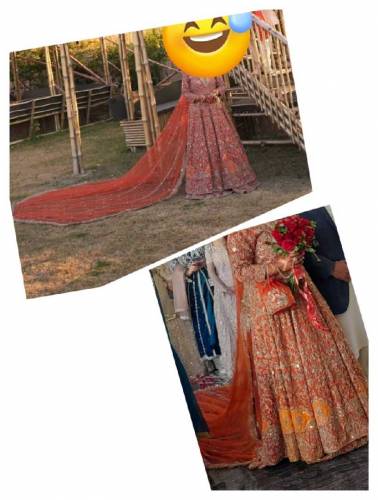 lehnga maxi bridal dress with heavy tail dopta